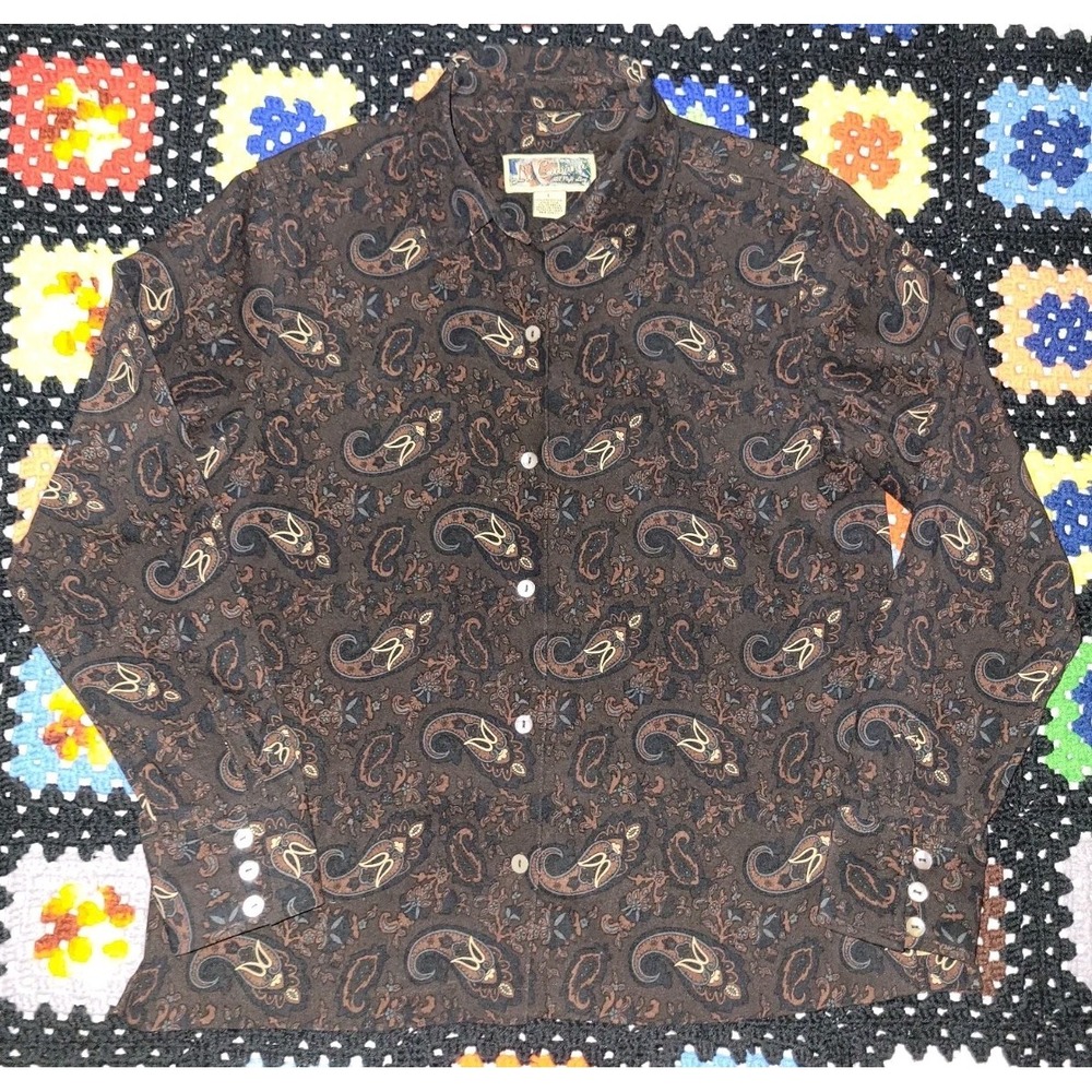 La Cabana Paisley‎ Button Down Shirt Women's Size Large